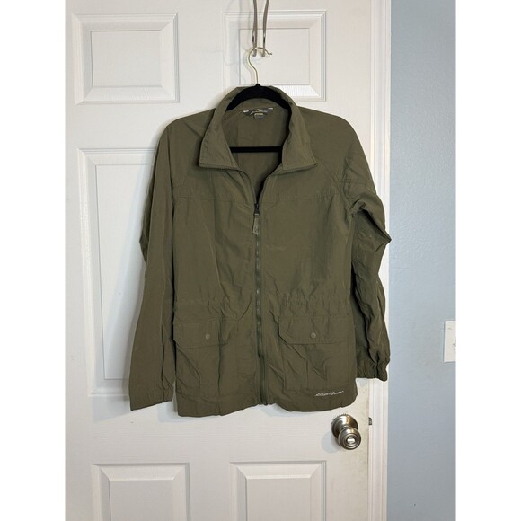 Eddie Bauer Women's Travex Lightweight Jacket Cinch Waist Pockets M Hiking Green - Picture 1 of 16